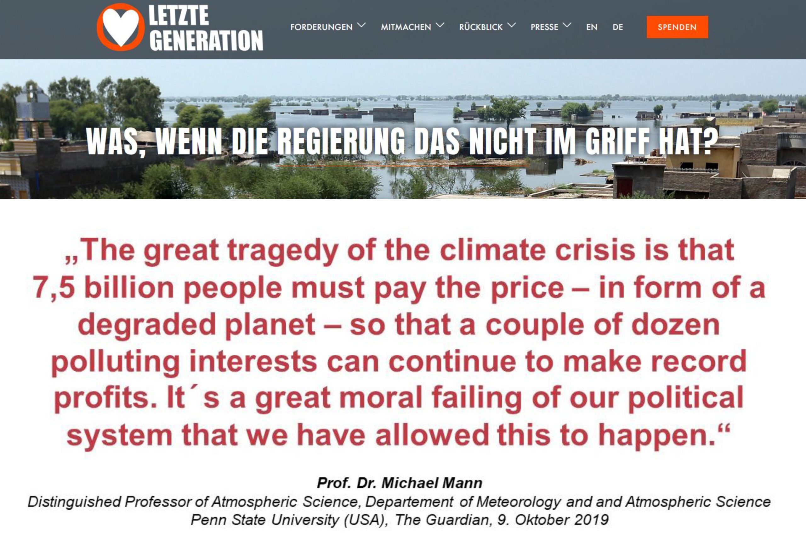Letzte Generation, Klimawandel, Climate Change. Michael Mann