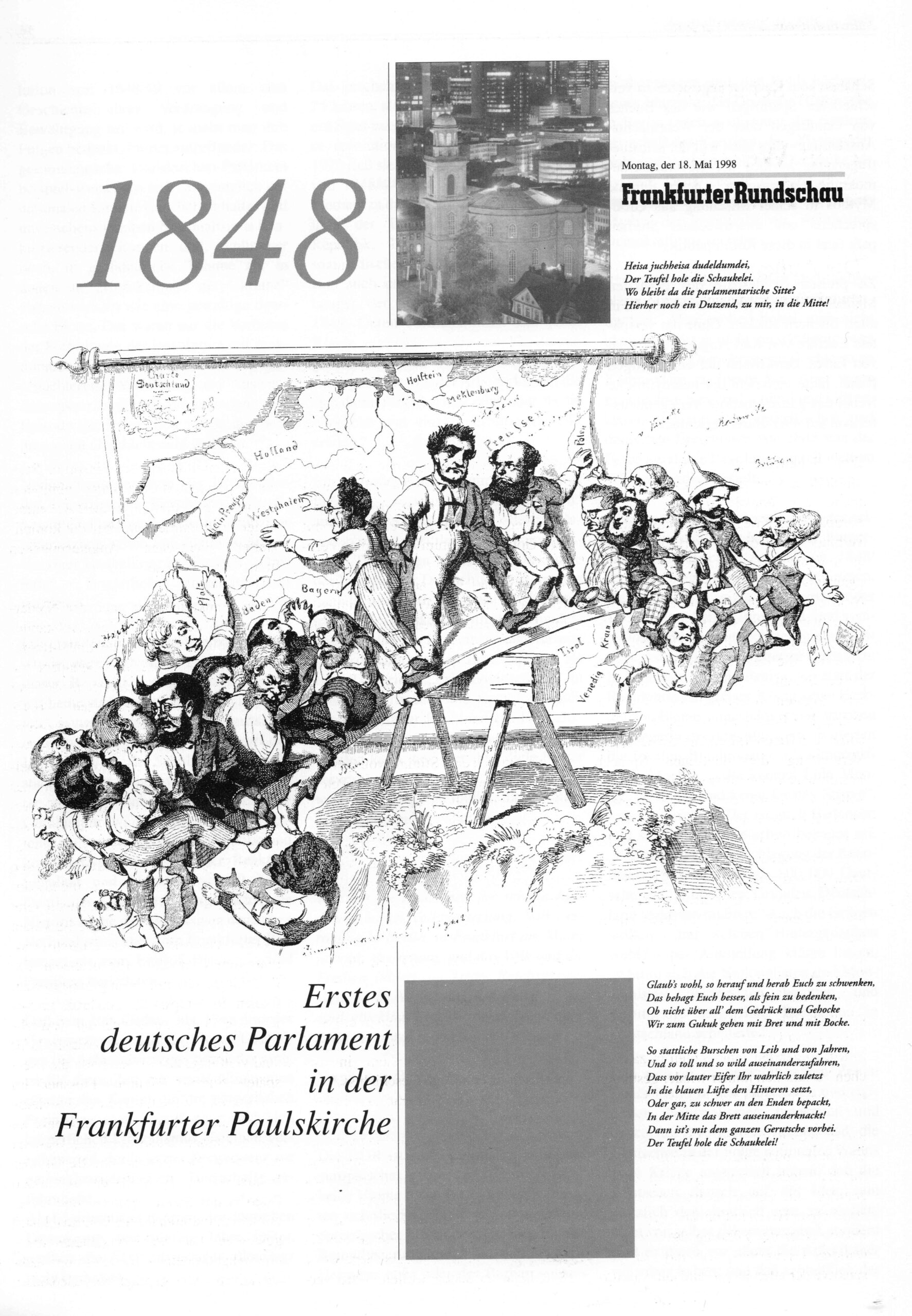 1848, Revolution, Paulskirche, Parlament, Jürgen Schultheis, Frankfurter Rundschau, Wolf-Gunter Brügmann, Ernst-Moritz Arndt, Georg Wilhelm Friedrich Hegel, Werner Holzer,