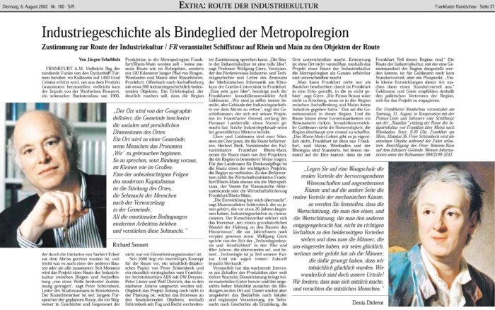 Route der Industriekultur FrankfurtRheinMain, Jürgen Schultheis, Frankfurter Rundschau