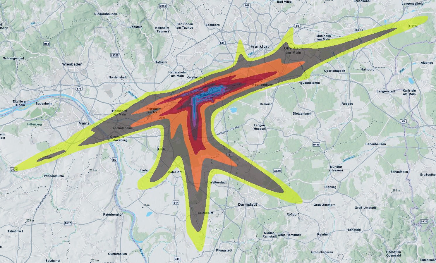 Umwelt- und Nachbarschaftshaus, Flughafen Frankfurt, Nachtflugverbot, Klaus Hänsch, Jürgen Schultheis, Verkehrskontor FrankfurtRheinMain, Frankfurter Rundschau, Fluglärmkonturen.