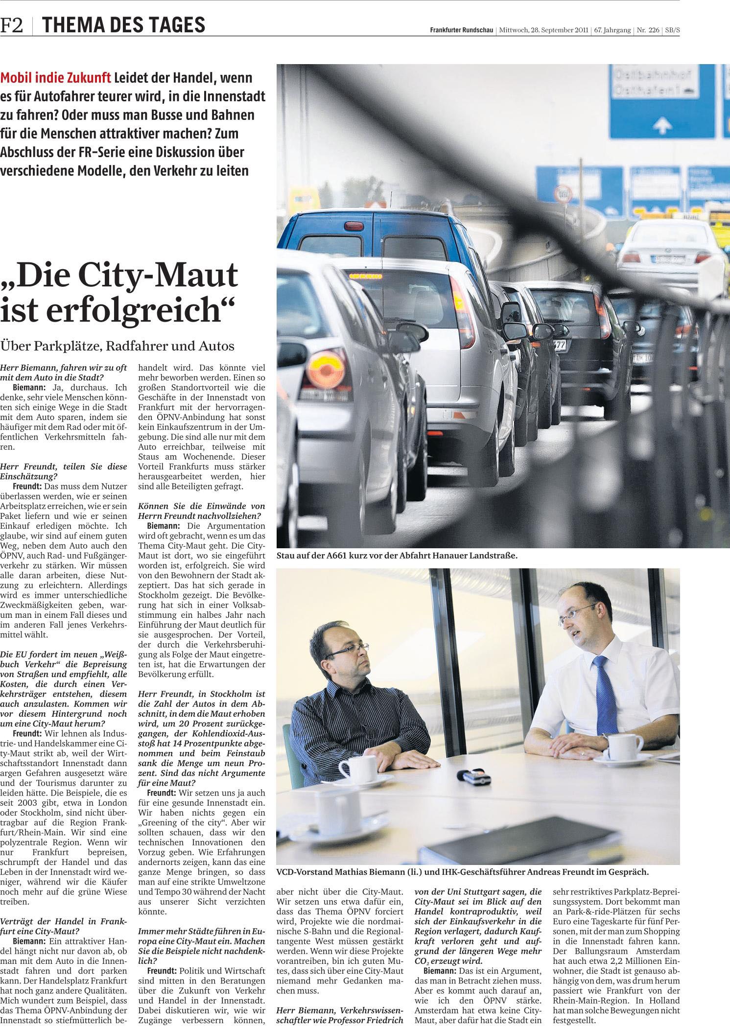 Jürgen Schultheis, Frankfurter Rundschau, Verkehrskontor FrankfurtRheinMain, Metropolregion, FrankfurtRheinMain, Frankfurt, Offenbach, Politikwissenschaftler, Autor, Moderator, Energie, Klimawandel, Verkehr, City Maut, Andreas Freundt, IHK Frankfurt am Main,  Mathias Biemann, VCD.