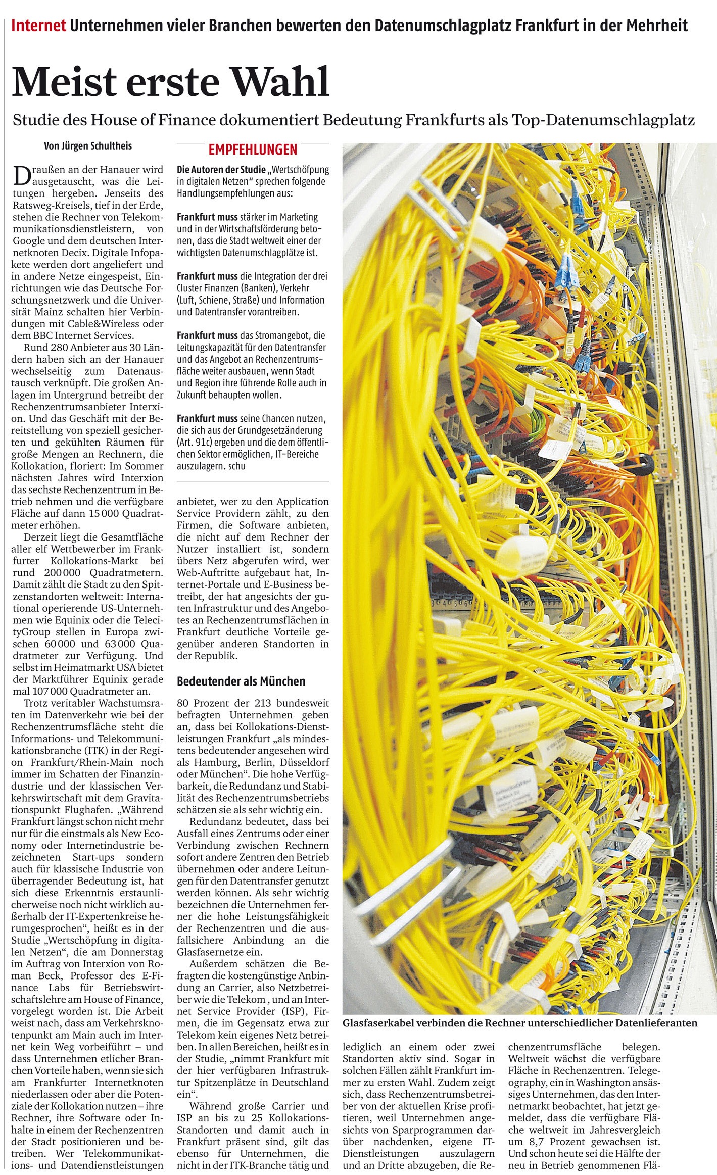 Digitale Wirtschaft, Internetknoten, Internet, Rechenzentrum, Digitalisierung, Frankfurt am Main, Jürgen Schultheis, Frankfurter Rundschau, DE-CIX, House of Finance