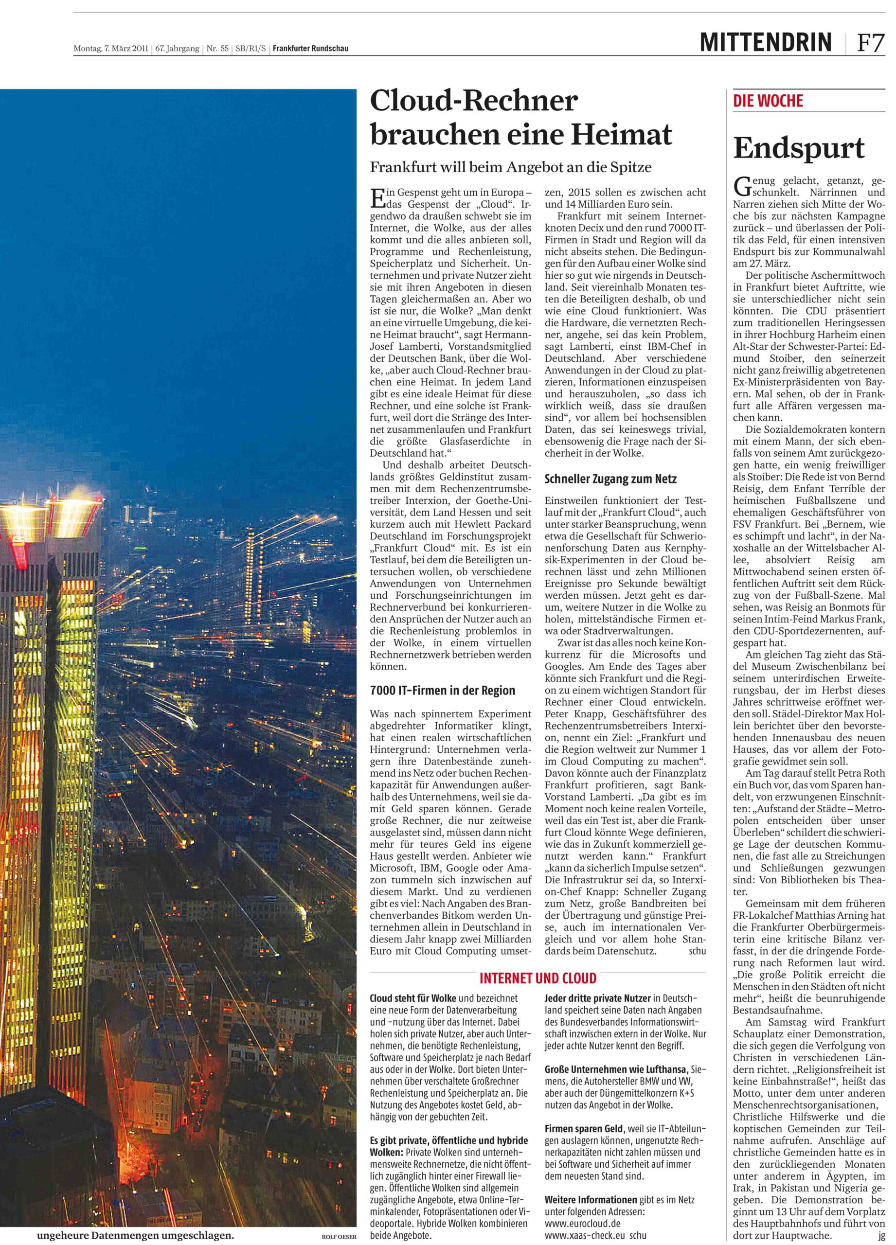Frankfurt, Frankfurt Cloud, Internetknoten DE-CIX, Jürgen Schultheis, Frankfurter Rundschau, Internet, Digitalisierung, Rechenzentrum, Rechenzentren