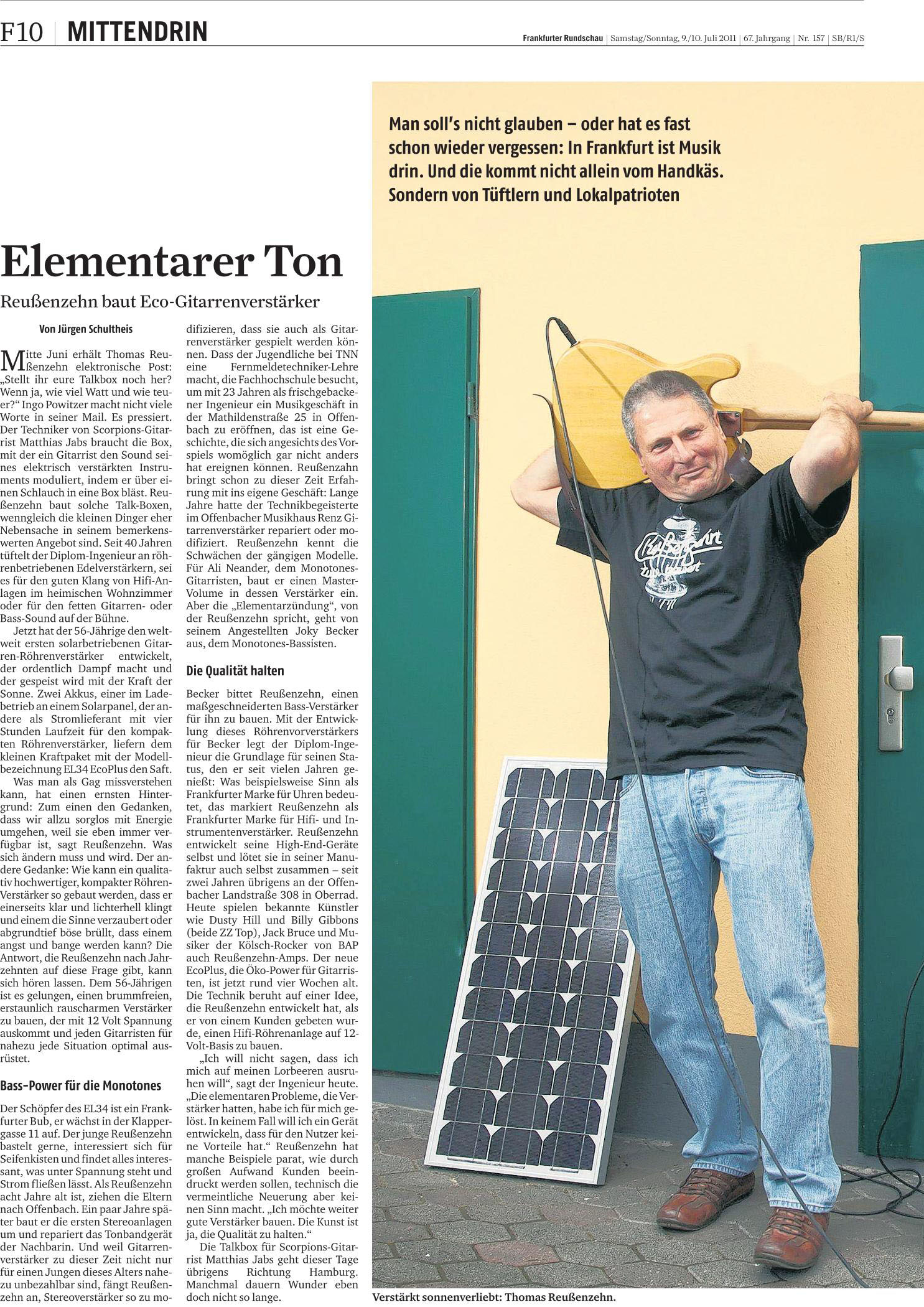 Thomas Reussenzehn, Röhrenverstärker, Gitarrenverstärker, Frankfurt, Ali Neander, Rodgau Monotones, Matthias Jabs, Scorpions, Jürgen Schultheis, Frankfurter Rundschau, Musik, Musikhaus Renz, Offenach am Main