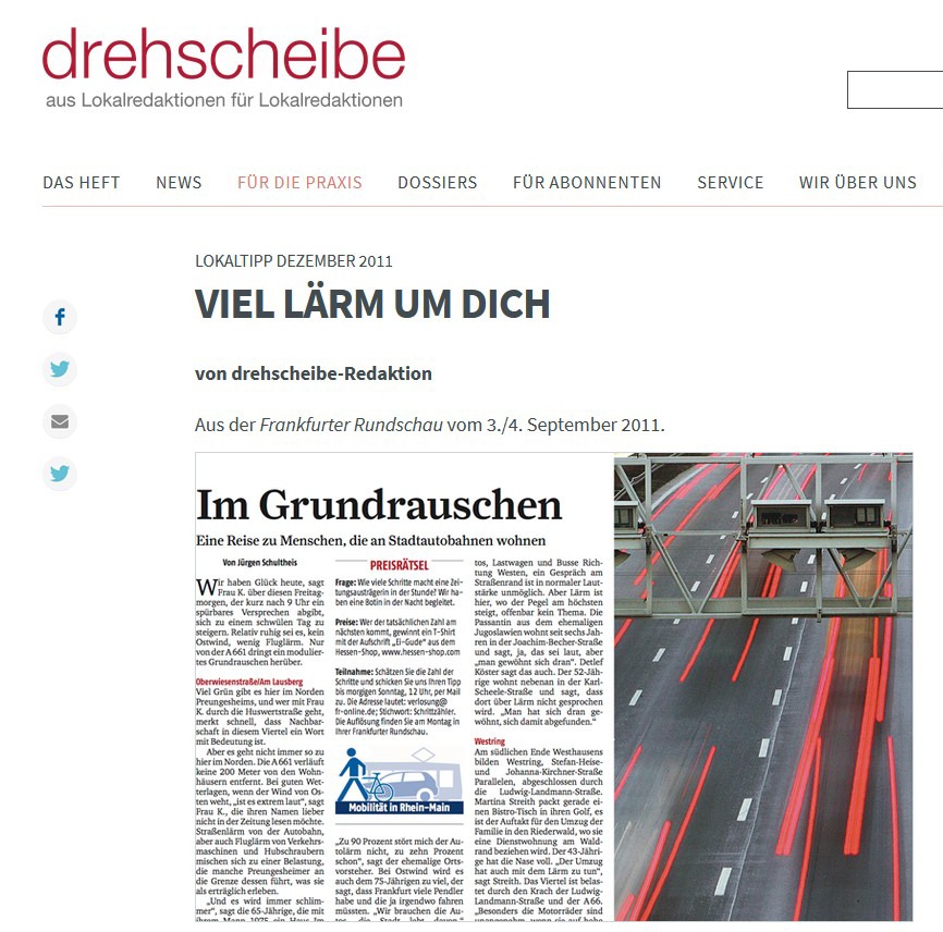 Autobahn, Verkehrslärm, Umfrage, Jürgen Schultheis, Frankfurter Rundschau, Verkehrskontor FrankfurtRheinMain, Metropolregion, FrankfurtRheinMain, Frankfurt, Offenbach, Politikwissenschaftler, Autor, Moderator, Energie, Klimawandel, Verkehr