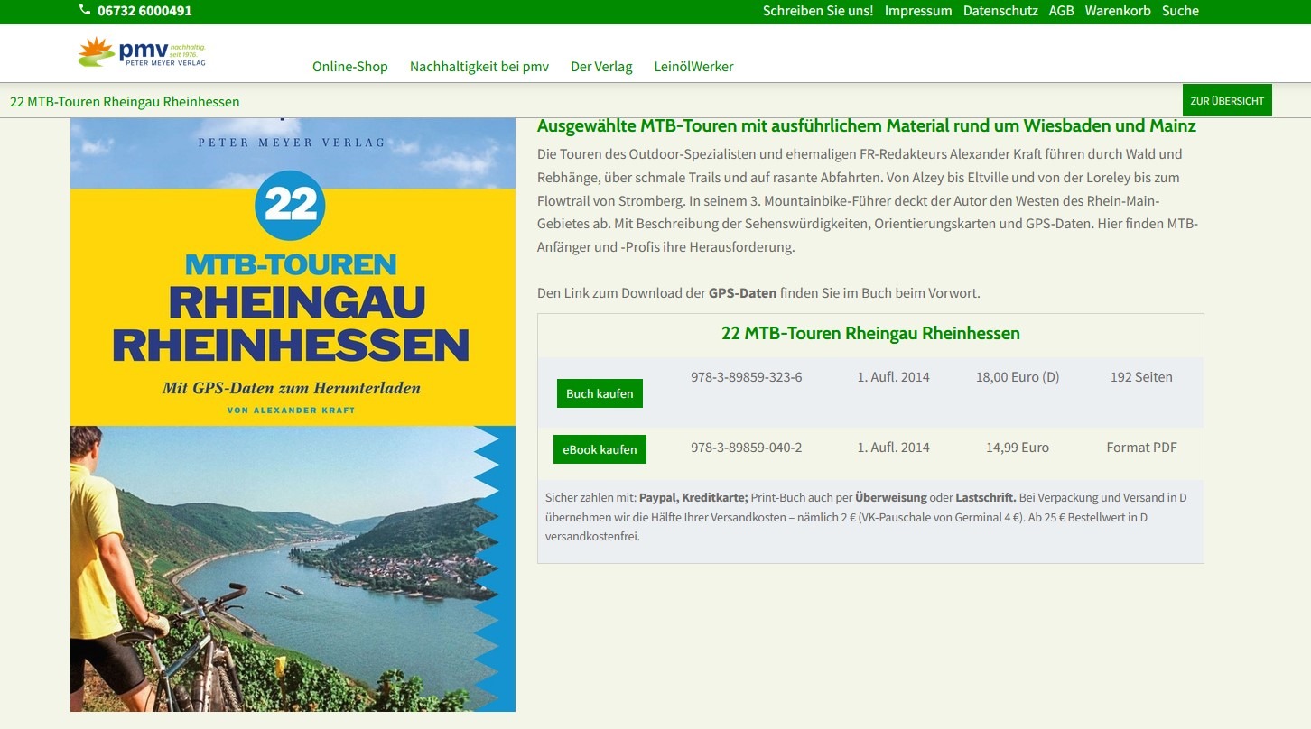 Mountain-Bike, MTB, MTB-Touren, Jürgen Schultheis, Frankfurter Rundschau, Peter Mayer Verlag, Tourismus, Hessen, Fahrrad, Erholung, Region Rhein-Main