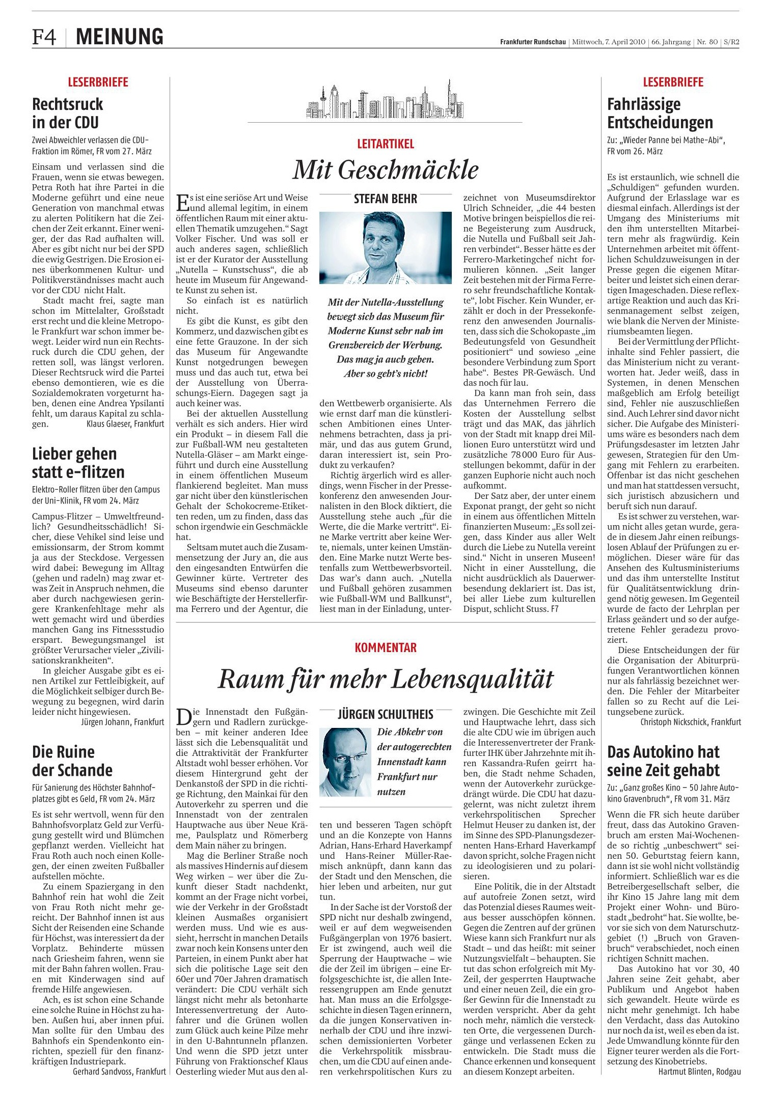 Frankfurt am Main, Mainufer, Klaus Österling, Marie-Theres Deutsch, Jürgen Schultheis, Frankfurter Rundschau